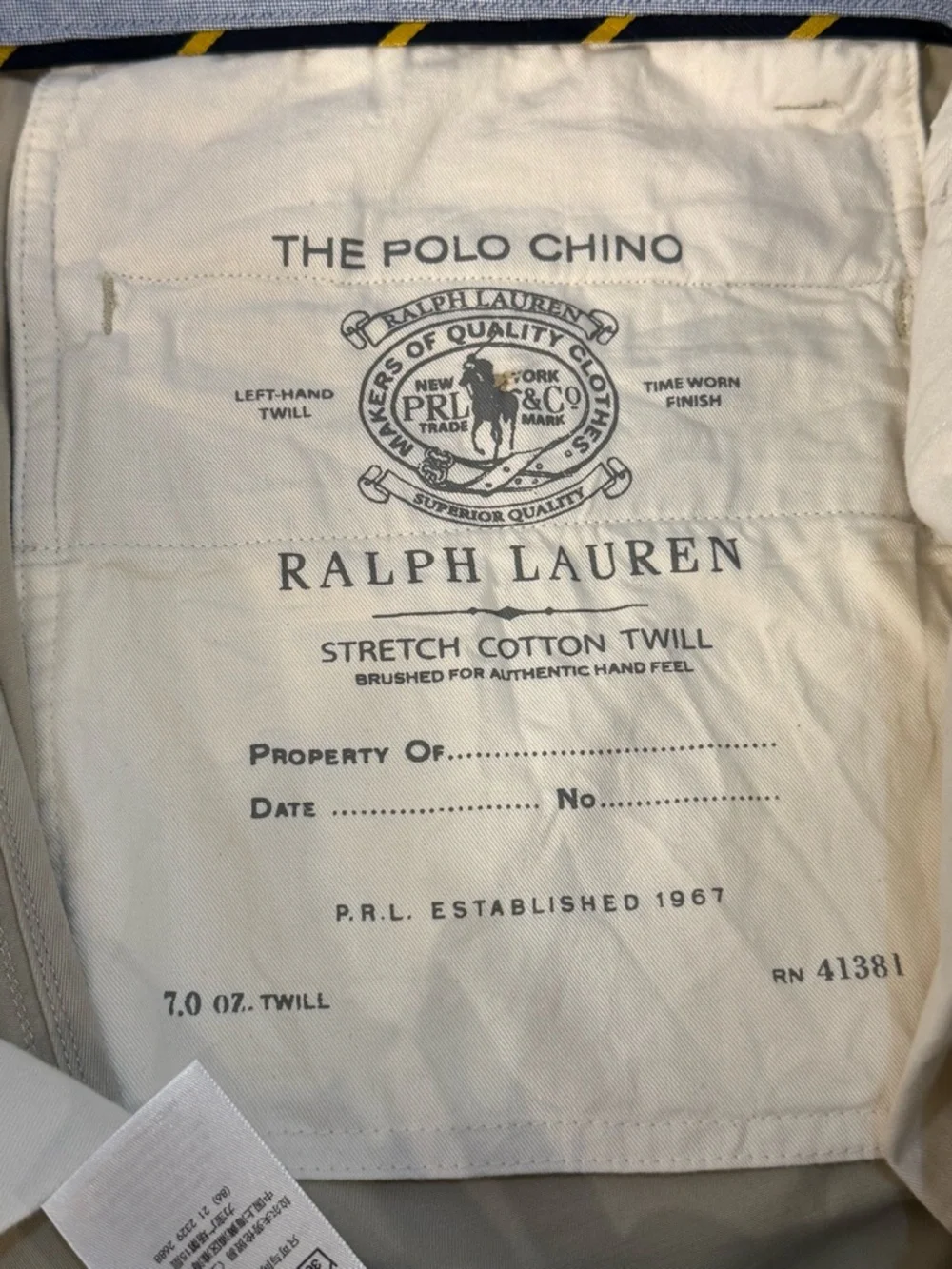 Polo Ralph Lauren Men’s Stretch Classic Fit Chino Pants Khacki Tan 34x30 Flat